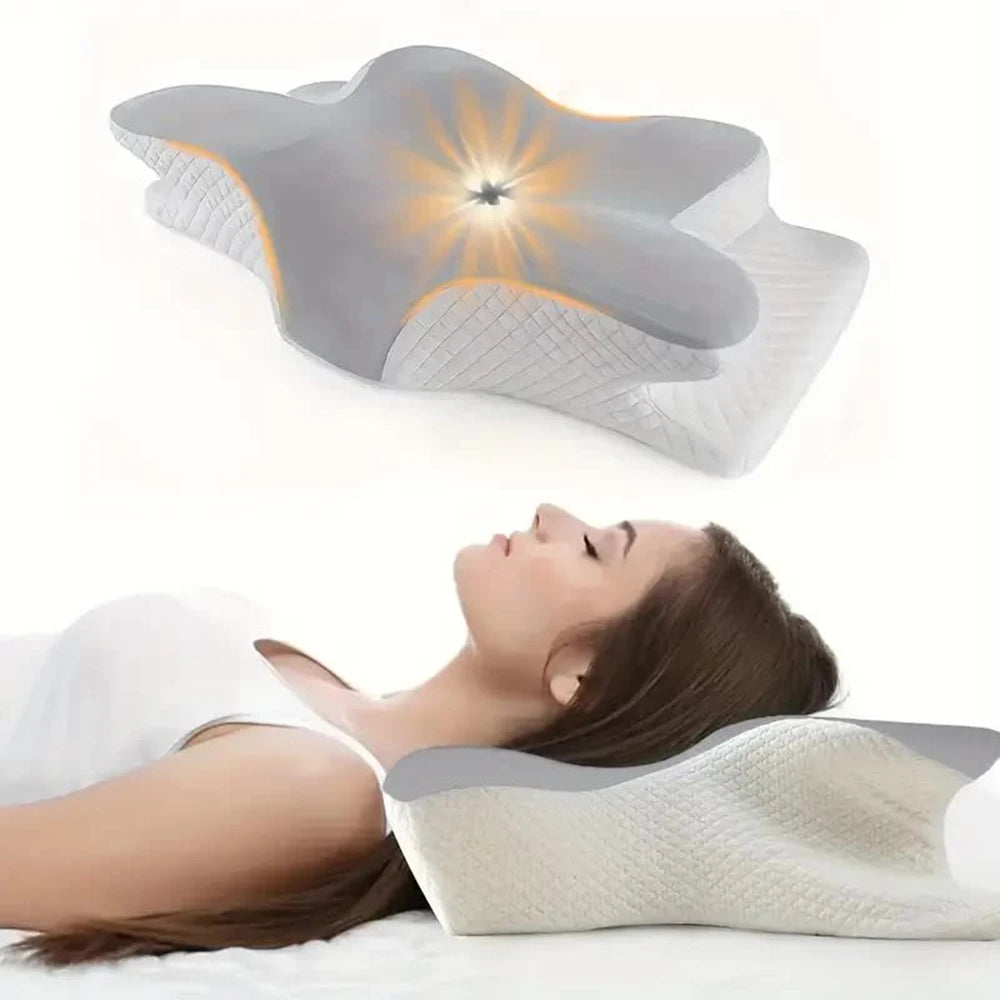 Ergonomic butterfly-shaped memory foam pillow for neck and shoulder support – orthopedic design for pain relief and better sleep posture
