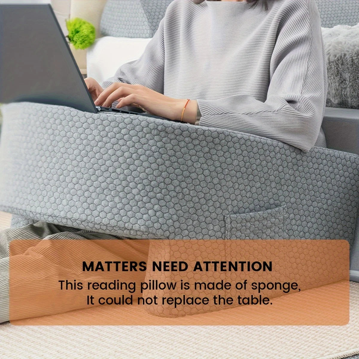 Extra large memory foam reading pillow with arm rests for adults, perfect for gaming, working, or relaxing in bed
