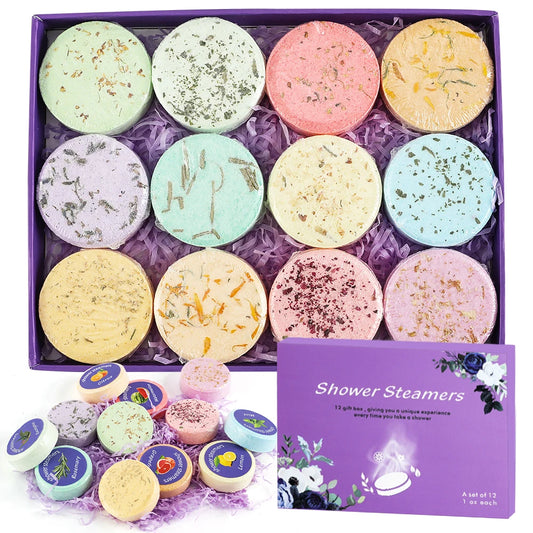 Shower Steamers Aromatherapy - Birthday Gifts for Women, 12 Pack Shower Bombs with Essential Oils. Gifts for Her, Self Care Spa